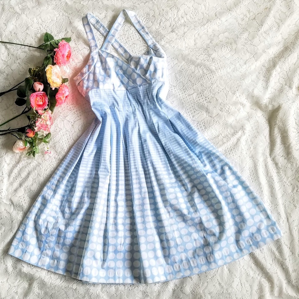 Sale!☆ Calvin Klein White Blue Polka Dot Dress - Picture 3 of 8
